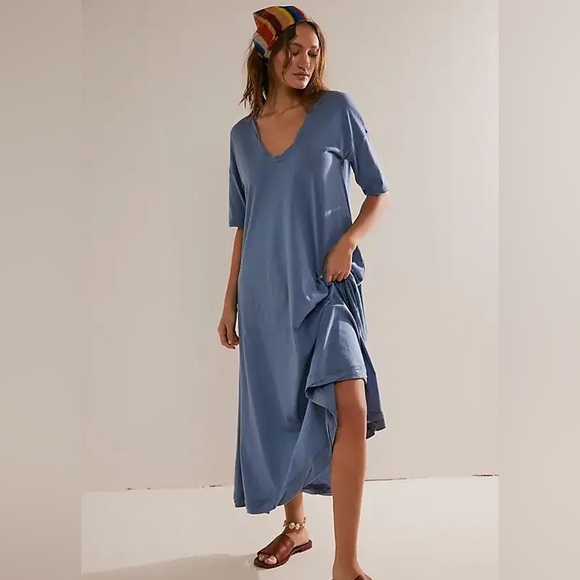 Free People Dresses & Skirts - Free People Beach Carter T-Shirt Dress - Denim Grey